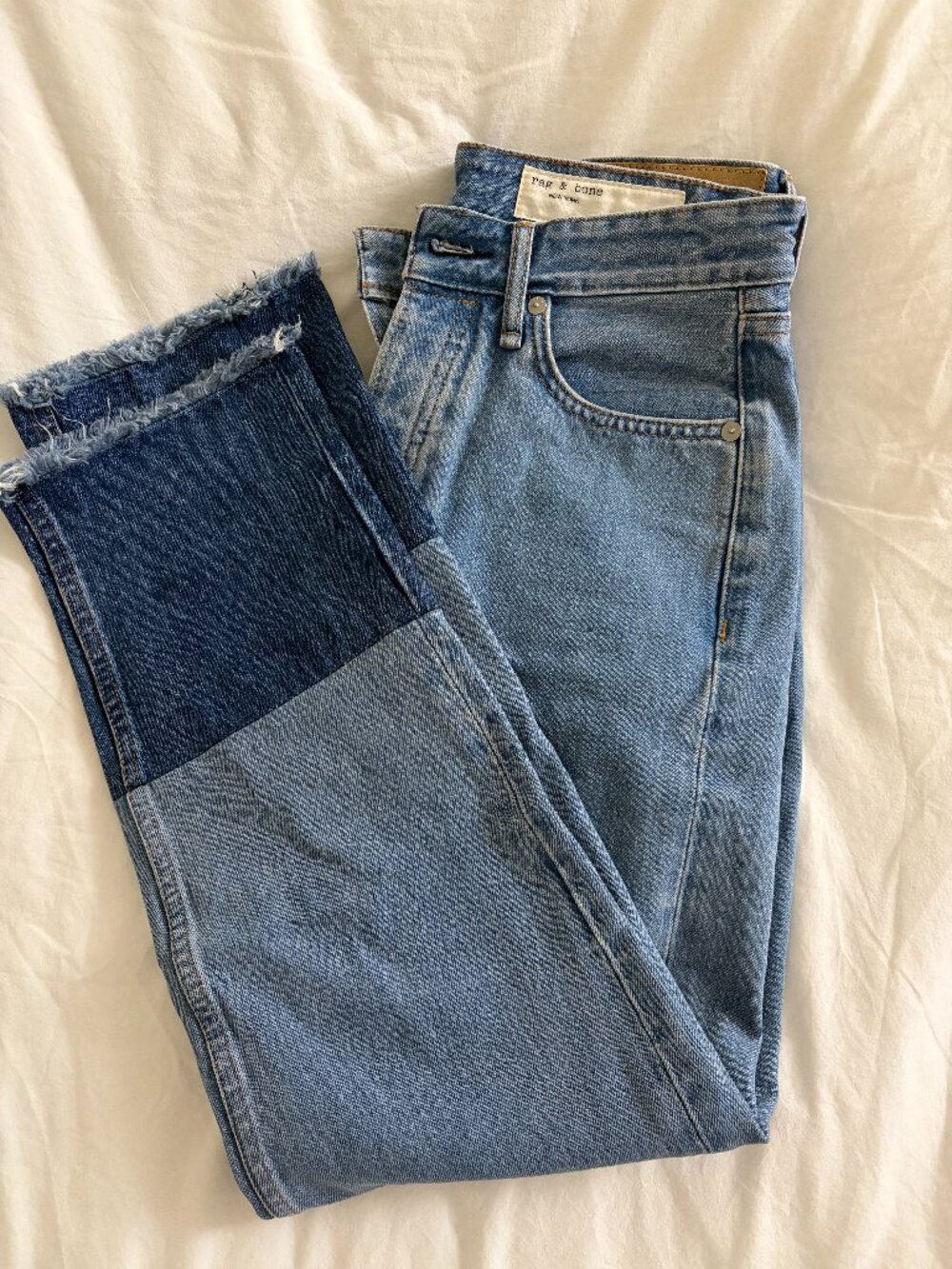 Rag & Bone Two-Tone Indigo Denim Straight Leg Cuff Jean | Size 27